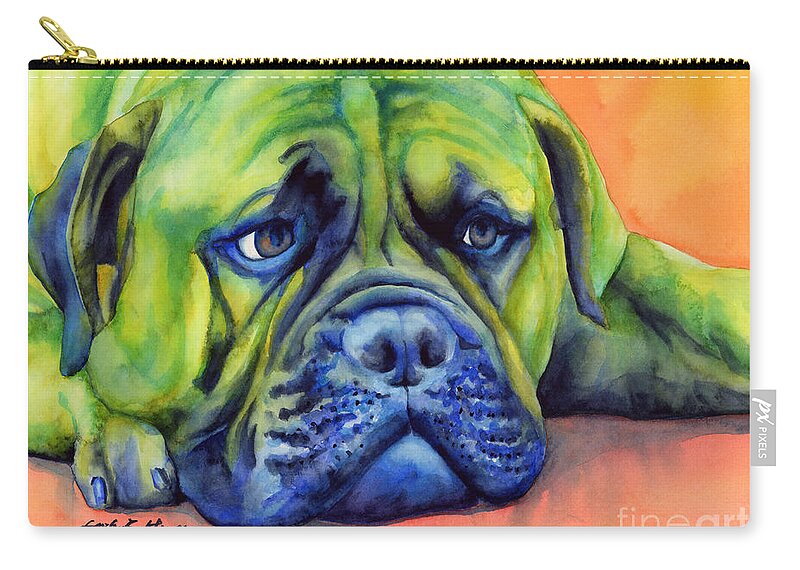 Dog Zip Pouch featuring the painting Dog Tired by Hailey E Herrera