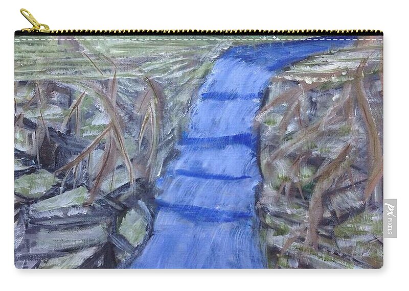 Falls Zip Pouch featuring the painting Doggie Woods by Suzanne Surber