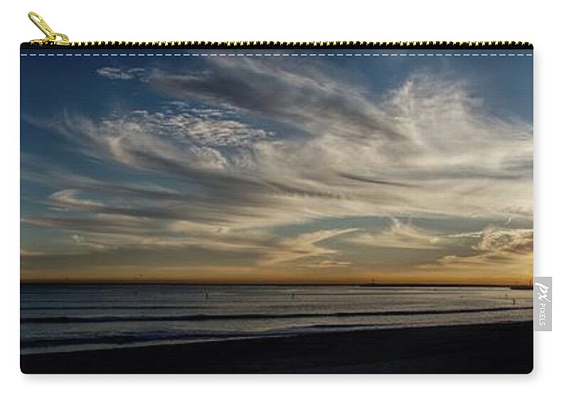 California Zip Pouch featuring the photograph Doheny Beach sunset panorama by Peggy Hughes