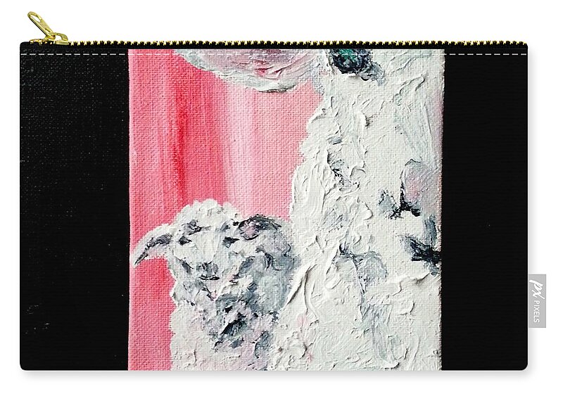 Navajochurro Sheep Zip Pouch featuring the painting Dolly and Dot by Cheryl Nancy Ann Gordon