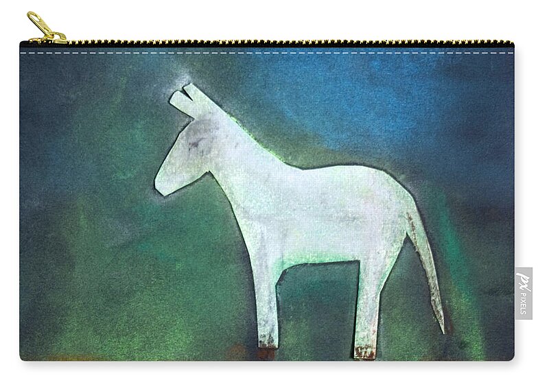 Donkey Zip Pouch featuring the photograph Donkey, 2011 Oil On Canvas by Roya Salari