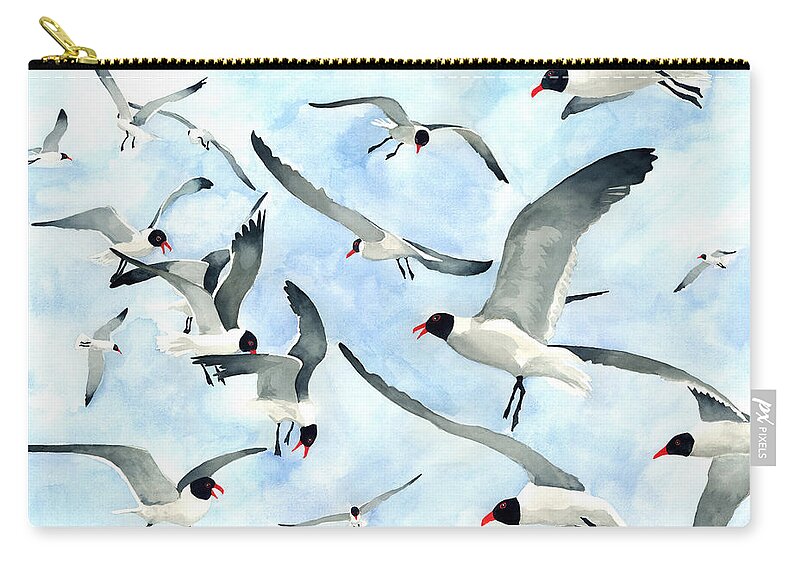 Seagulls Zip Pouch featuring the painting Don't Feed the Seagulls by Pauline Walsh Jacobson