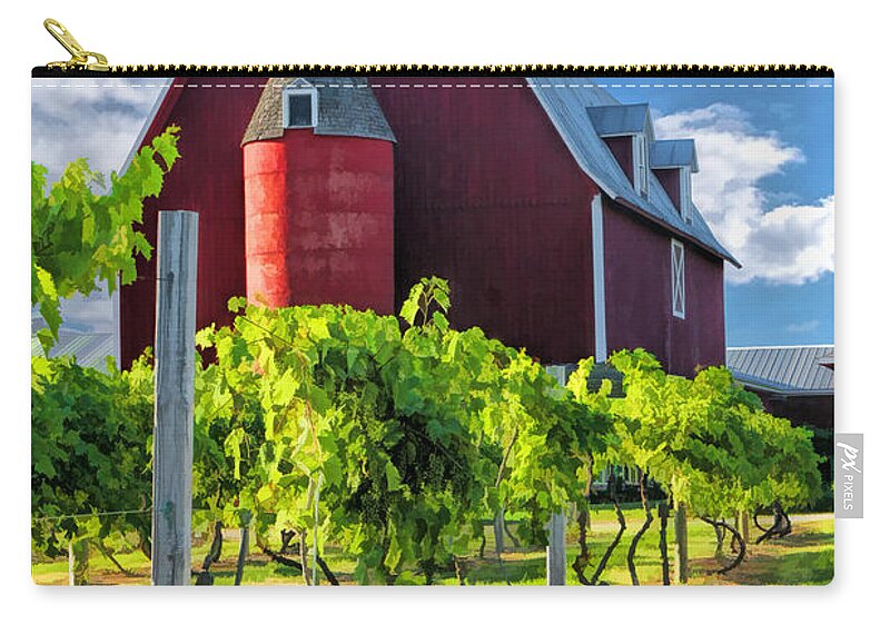 Door County Zip Pouch featuring the painting Door County Cherry Orchard and Vineyard by Christopher Arndt