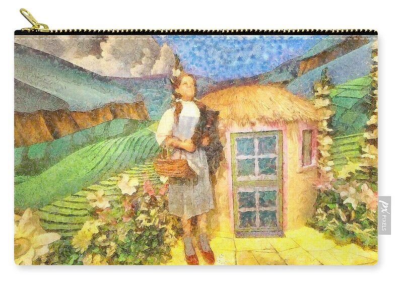 Dorothy And Toto Zip Pouch featuring the painting Dorothy and Toto by L Wright