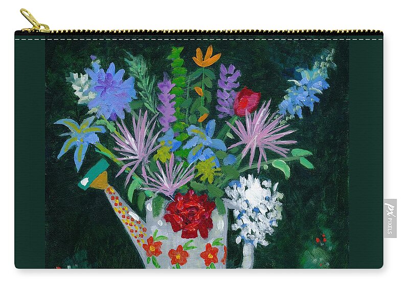 Flowers Carry-all Pouch featuring the painting Double Duty by Adele Bower