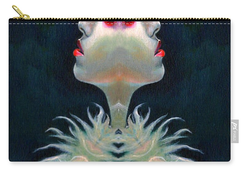Double Faced Zip Pouch featuring the digital art Double Faced by Rafael Salazar