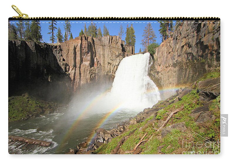 Rainbow Falls Zip Pouch featuring the photograph Double Rainbow Falls by Adam Jewell
