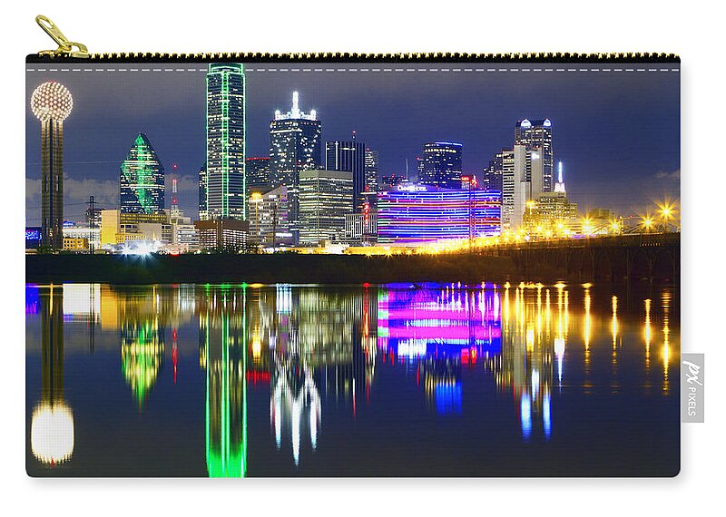 Scenics Carry-all Pouch featuring the photograph Downtown Dallas Skyline Reflections by Matthew Visinsky