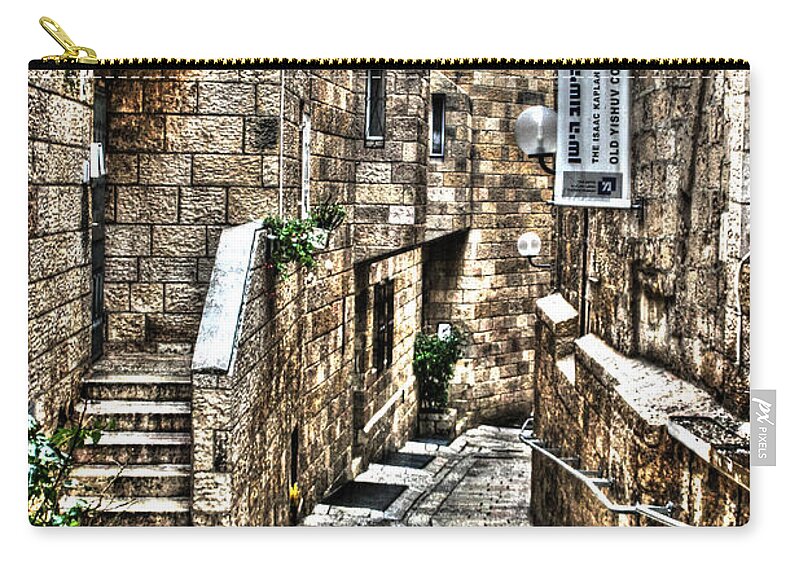 Western Wall Zip Pouch featuring the photograph Downtown in Jerusalems Old City by Doc Braham