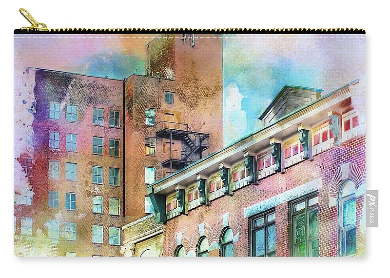 Cityscape Zip Pouch featuring the digital art Downtown Living In Color by Melissa Bittinger