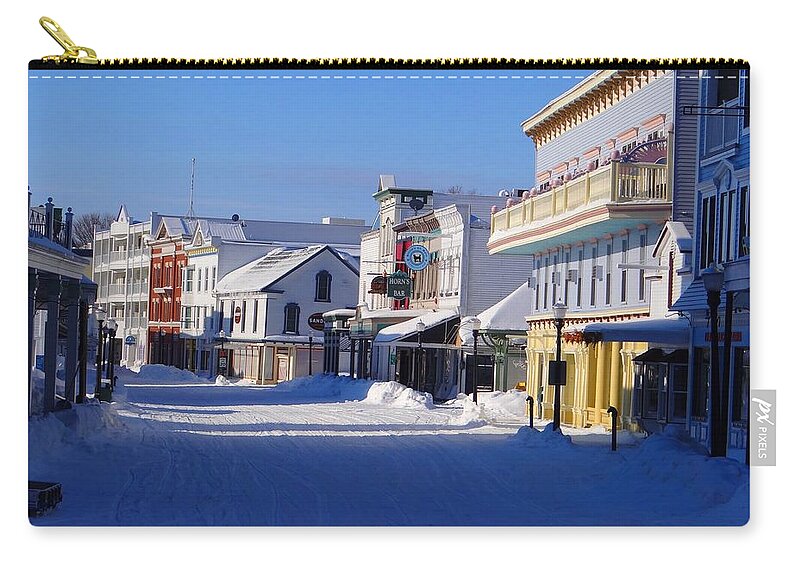 Mackinac Island Zip Pouch featuring the photograph Downtown Mackinac in the Early Morning by Keith Stokes