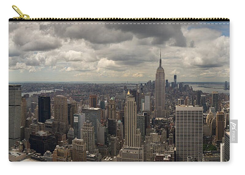 Downtown Zip Pouch featuring the photograph Downtown New York panorama by Gary Eason