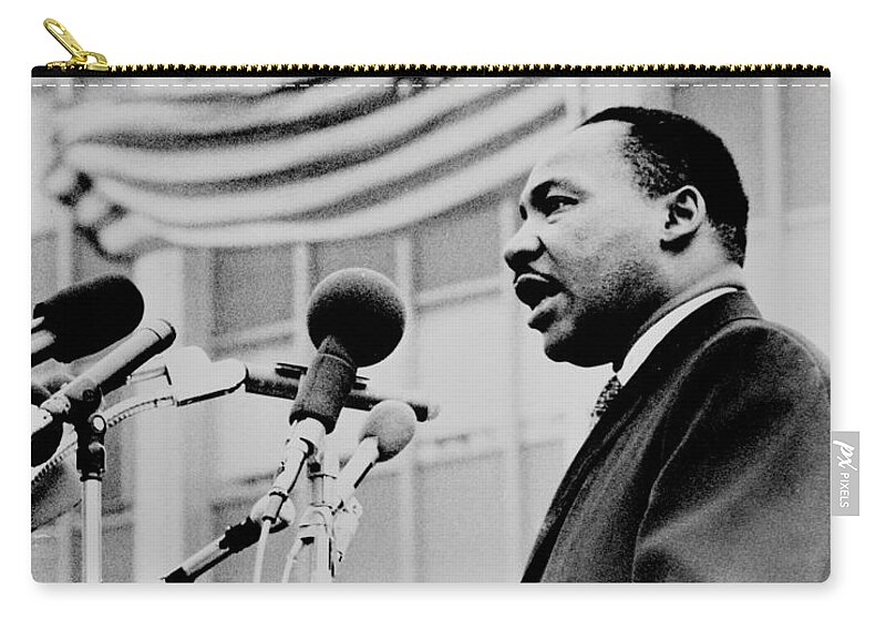 Civil Rights Zip Pouch featuring the photograph Dr Martin Luther King Jr by Benjamin Yeager