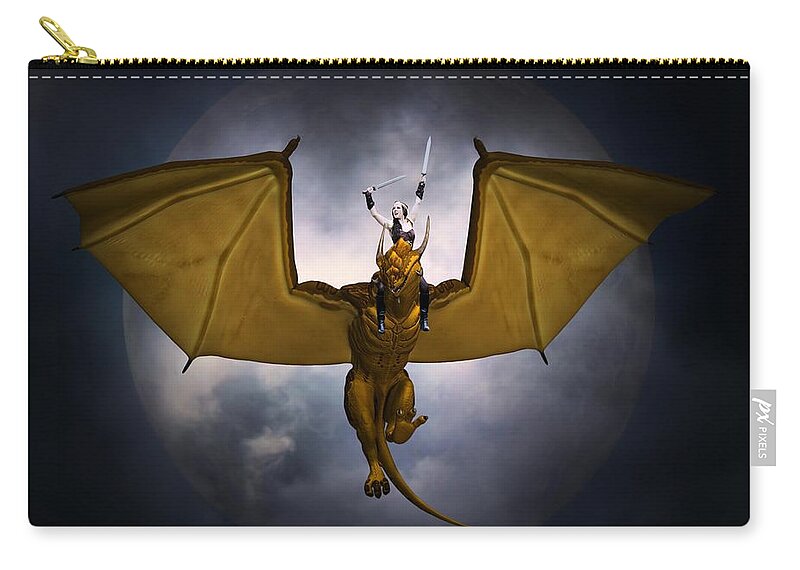 Dragon Carry-all Pouch featuring the painting Dragon Rider by Jon Volden