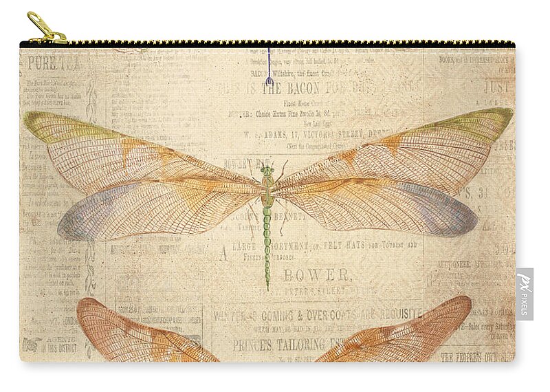 Painting Zip Pouch featuring the painting Dragonfly Whispers-B by Jean Plout