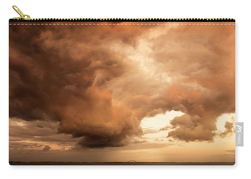 Scenics Zip Pouch featuring the photograph Dramatic Clouds Over Seascape by Bernd Schunack