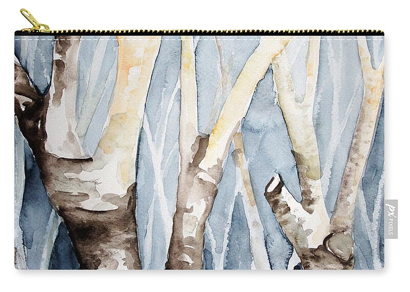 Landscape Zip Pouch featuring the painting Dreaming Birch Trees by Barbara Pommerenke