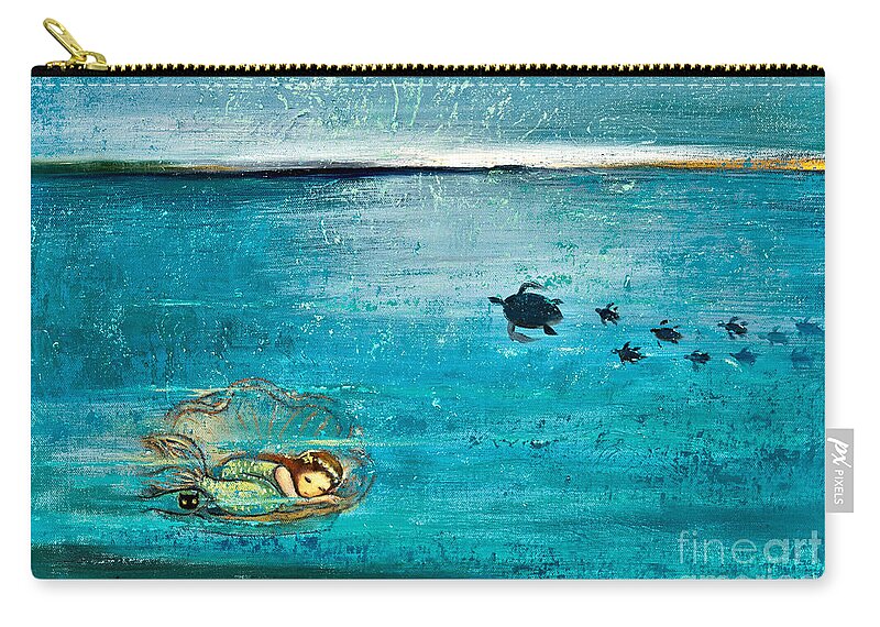 Mermaid Art Zip Pouch featuring the painting Dreaming Mermaid by Shijun Munns