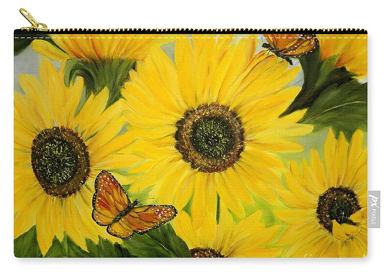 Sunflowers Zip Pouch featuring the painting Dreaming of Summer by Carol Sweetwood