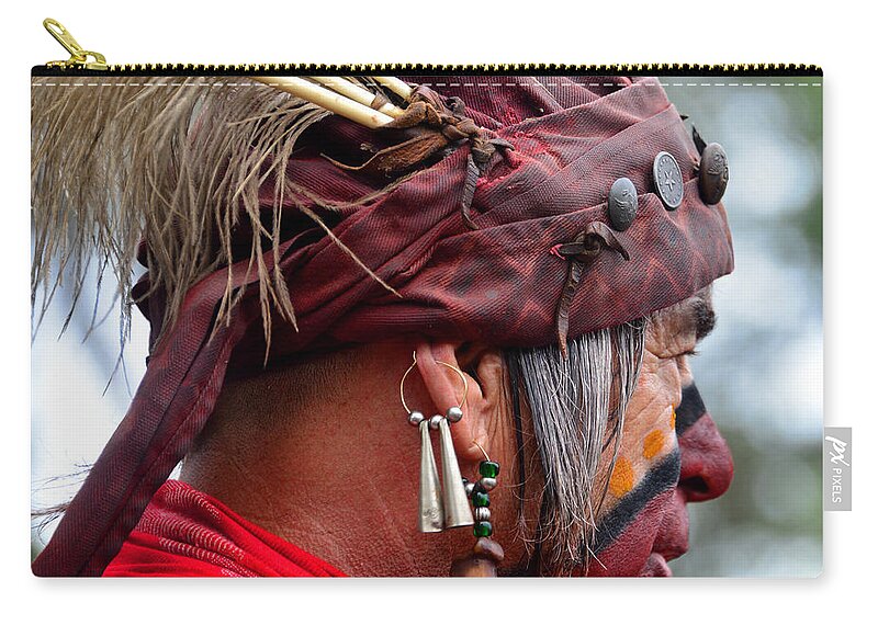 Seminole Indian Zip Pouch featuring the photograph Dressed for battle by David Lee Thompson