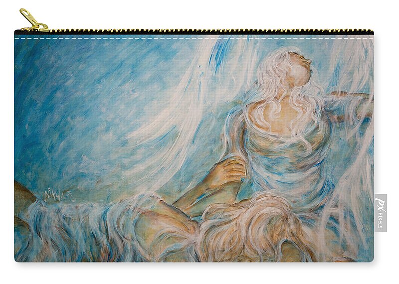 Angel Zip Pouch featuring the painting Drifting 02 by Nik Helbig
