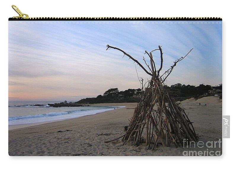 Beach Zip Pouch featuring the photograph Driftwood Tipi by James B Toy
