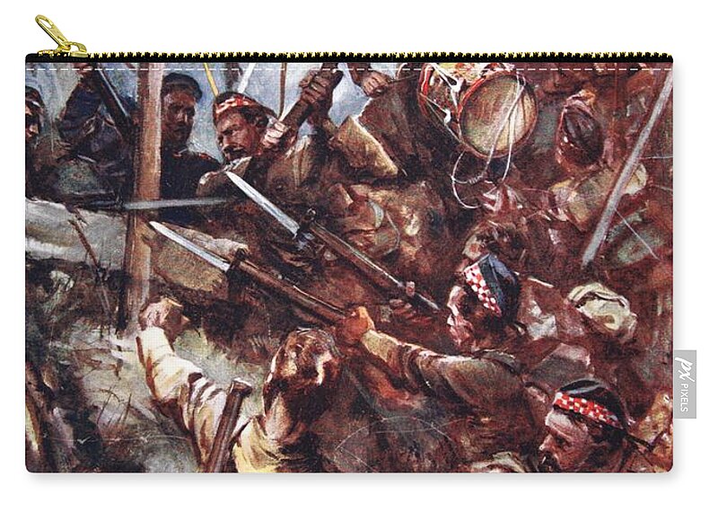 World War One Zip Pouch featuring the drawing Drummer W. Ritchie Standing by Howard K. Elcock