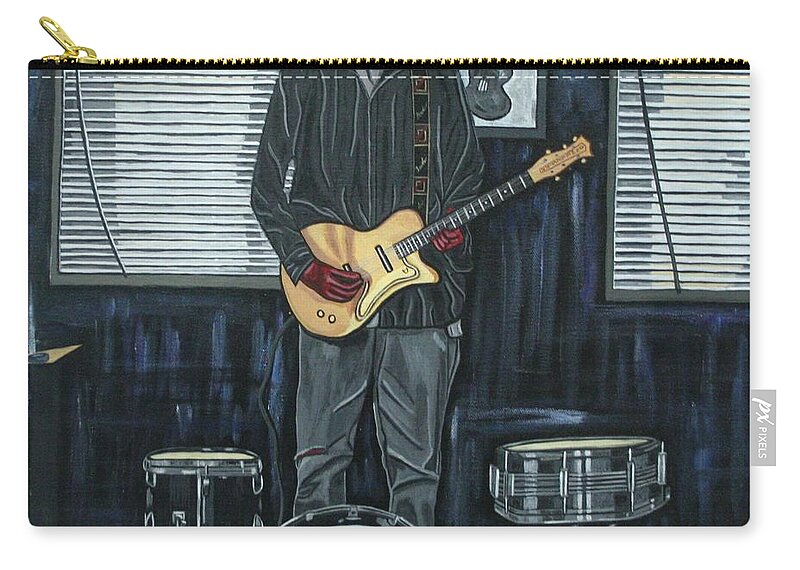 Portrait Paintings Zip Pouch featuring the painting Drums and Wires by Sandra Marie Adams