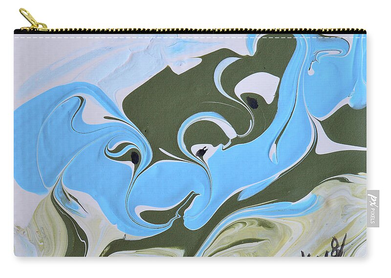 Duck Zip Pouch featuring the painting Duck Love by Donna Blackhall