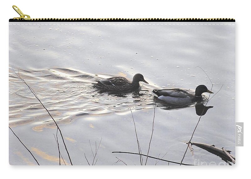 Lambertville Zip Pouch featuring the photograph Ducks by Christopher Plummer