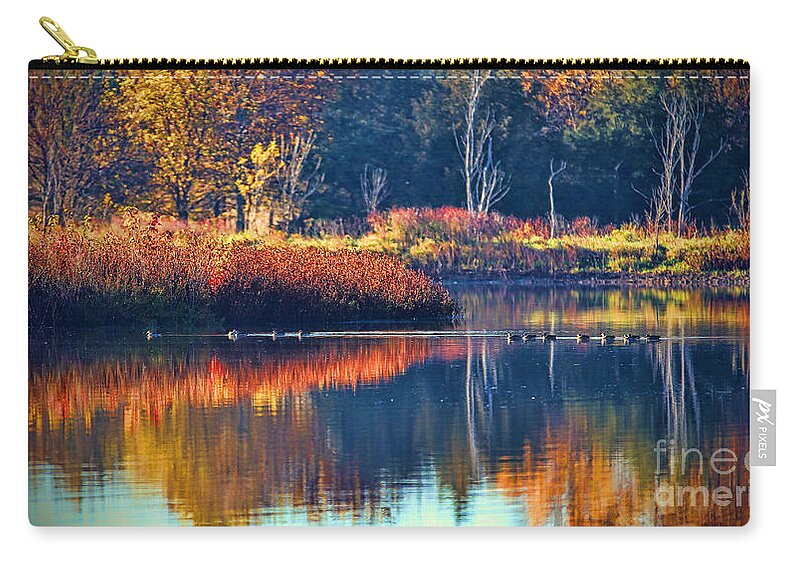 Reflections Zip Pouch featuring the photograph Ducks in Paradise by Elizabeth Winter
