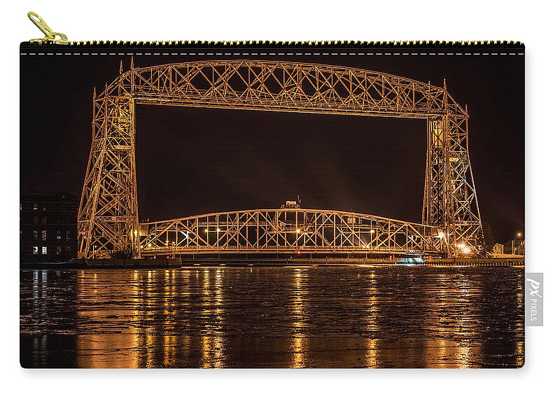 Aerial Zip Pouch featuring the photograph Duluth Aerial Lift Bridge by Paul Freidlund