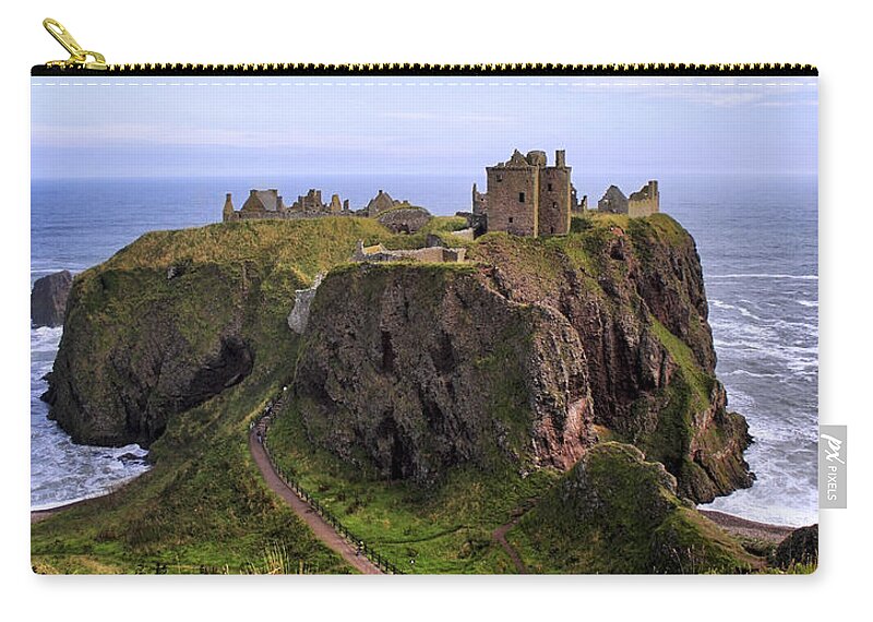 Scotland Zip Pouch featuring the photograph Dunnottar Castle Panorama by Jason Politte