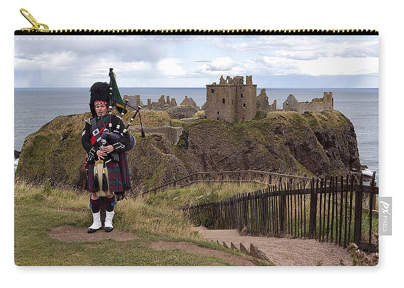 Piper Zip Pouch featuring the photograph Dunnottar Piper by Eunice Gibb