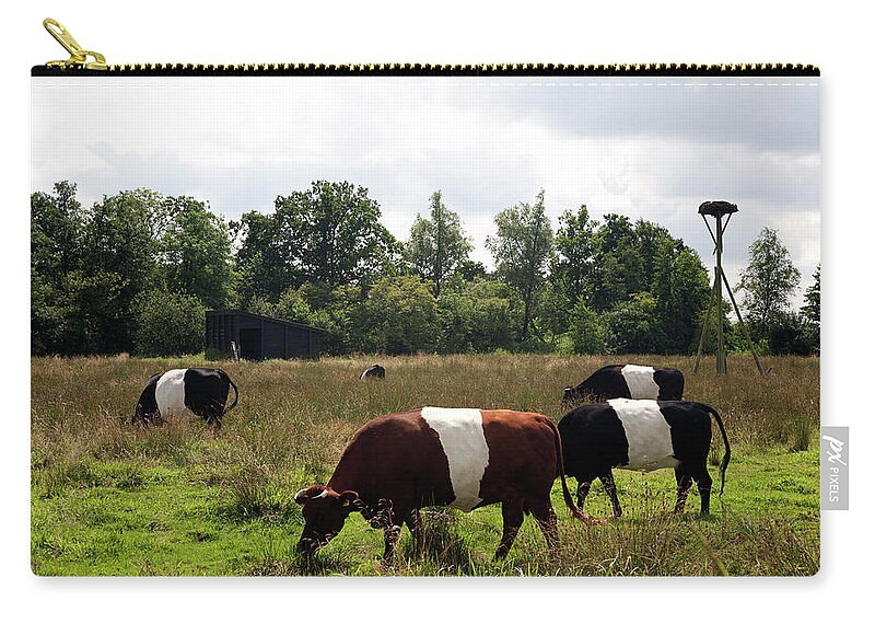 Netherlands Zip Pouch featuring the photograph Dutch Belted Cows by Roel Meijer