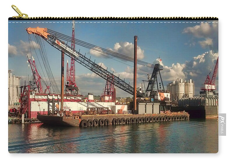 Port Of Seattle Zip Pouch featuring the photograph Duwamish Harbor 2 by Cathy Anderson