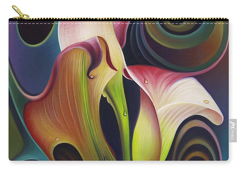 Calalily Zip Pouch featuring the painting Dynamic Floral 4 Cala Lillies by Ricardo Chavez-Mendez