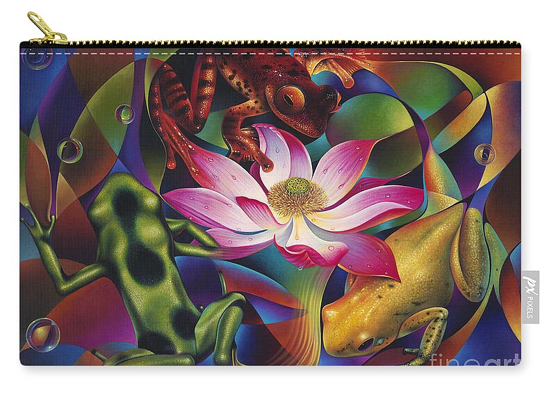 Lily Zip Pouch featuring the painting Dynamic Frogs by Ricardo Chavez-Mendez