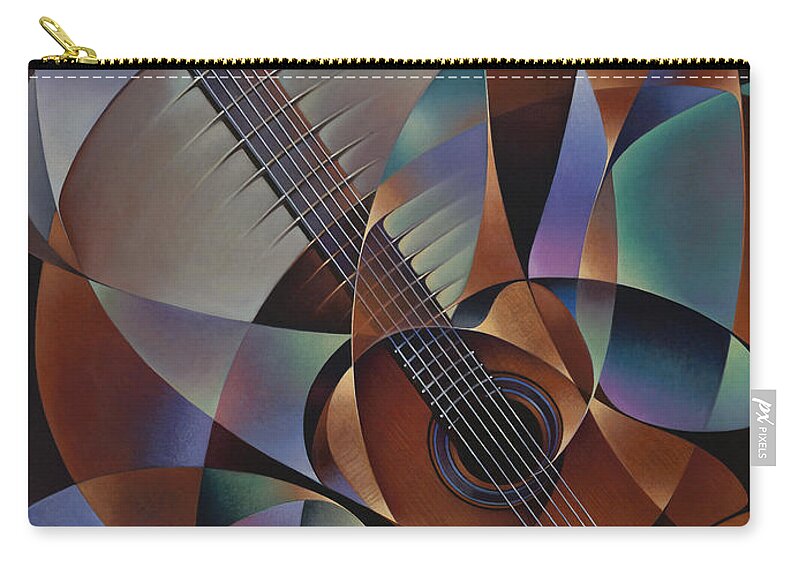 Violin Zip Pouch featuring the painting Dynamic Guitar by Ricardo Chavez-Mendez