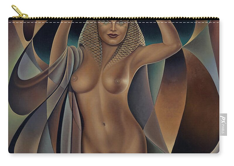 Nude-art Zip Pouch featuring the painting Dynamic Queen 5 by Ricardo Chavez-Mendez