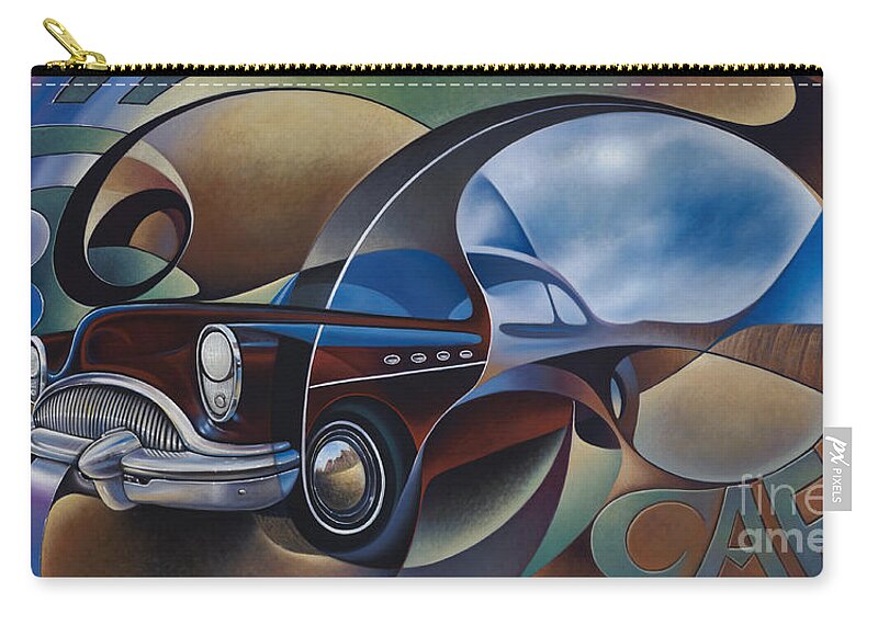 Route-66 Zip Pouch featuring the painting Dynamic Route 66 by Ricardo Chavez-Mendez