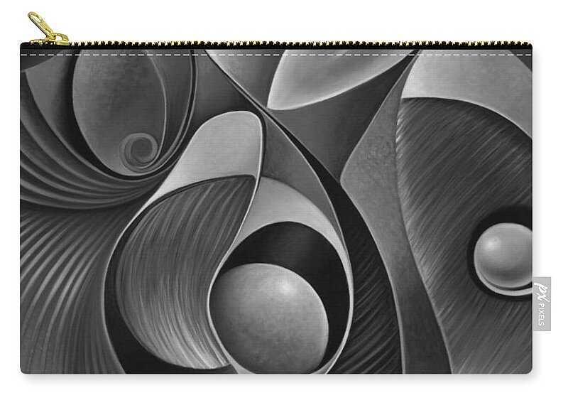 Female Zip Pouch featuring the painting Dynamic Series 22-Black and White by Ricardo Chavez-Mendez