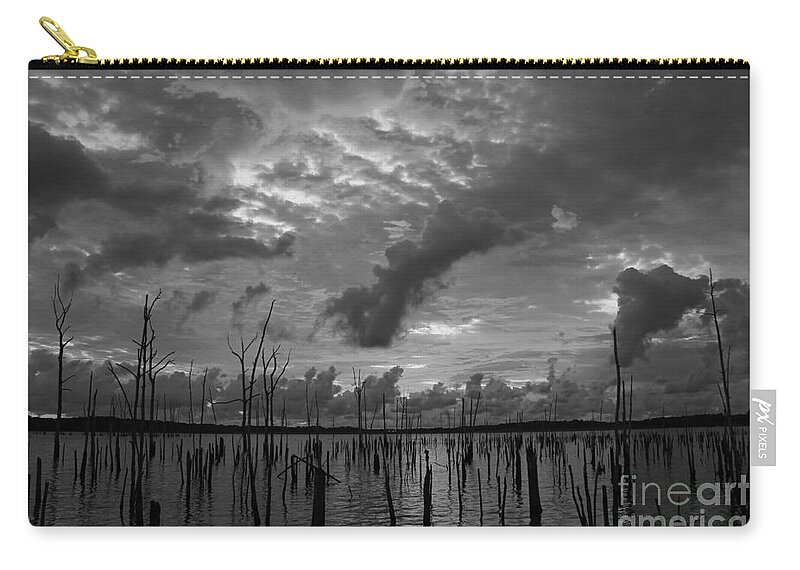 B&w Zip Pouch featuring the photograph Early Dawns Light bw by Roger Becker