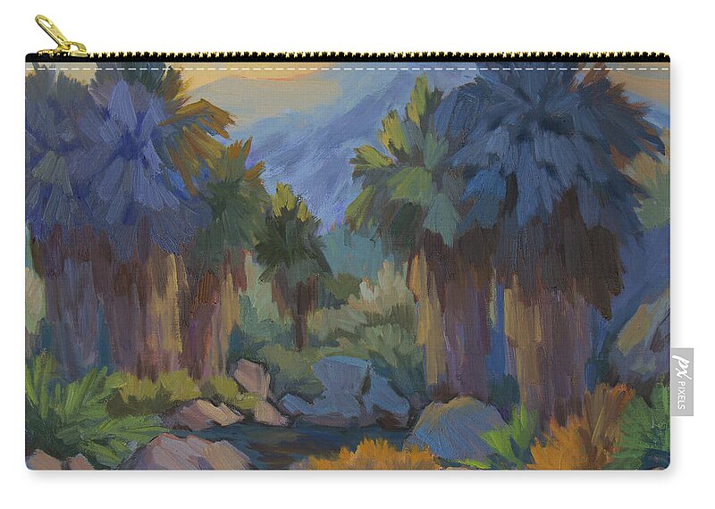 Early Light Zip Pouch featuring the painting Early Light Indian Canyon by Diane McClary