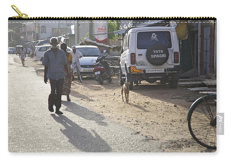 India Zip Pouch featuring the photograph Early Morn Dusty Street by Lee Stickels