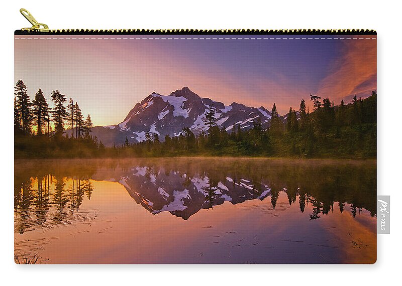 Sunrise Zip Pouch featuring the photograph Early Morning at Picture Lake by Darren White