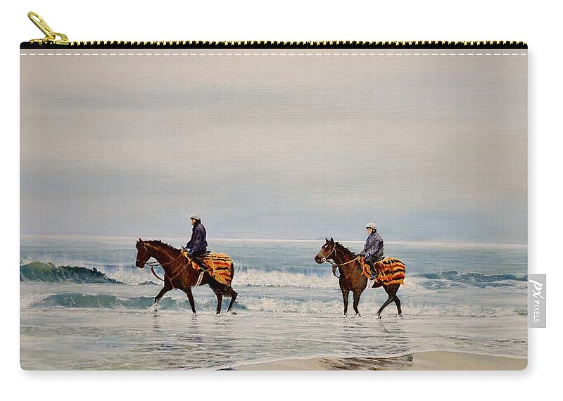 Horses Zip Pouch featuring the painting Early Morning Paddle by Barry BLAKE
