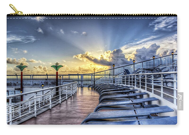 Beautiful Zip Pouch featuring the photograph Early Morning Sun Rays by Maria Coulson
