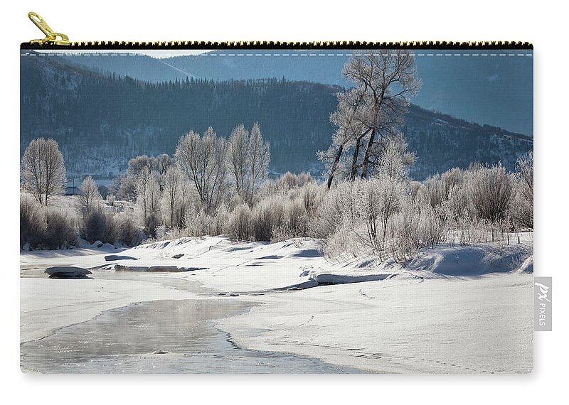 Tranquility Zip Pouch featuring the photograph Early Morning, Yampa River, Steamboat by Karen Desjardin