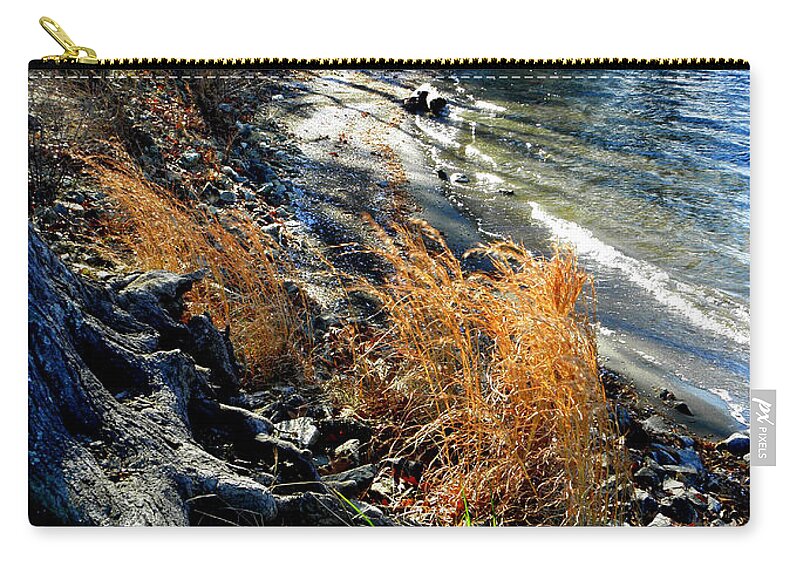 Matte Print Zip Pouch featuring the photograph Early Winters Waters Edge by Kim Galluzzo